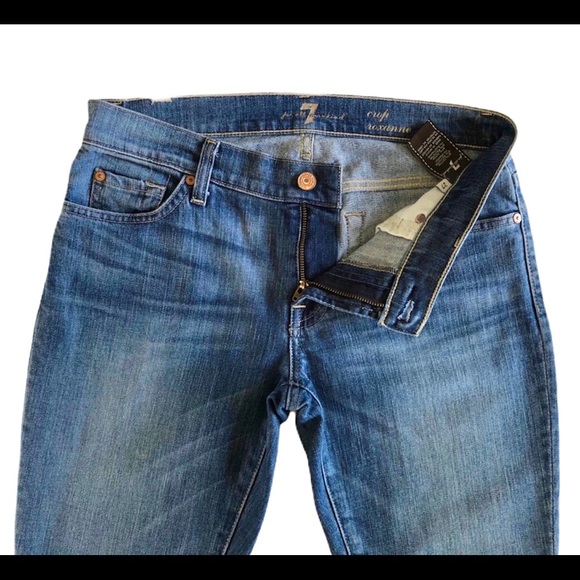 7 For All Mankind Jeans Sz 27 Blue Ankle Crop Roxanne Skinny Leg - Picture 8 of 9